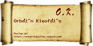 Orbán Kleofás névjegykártya